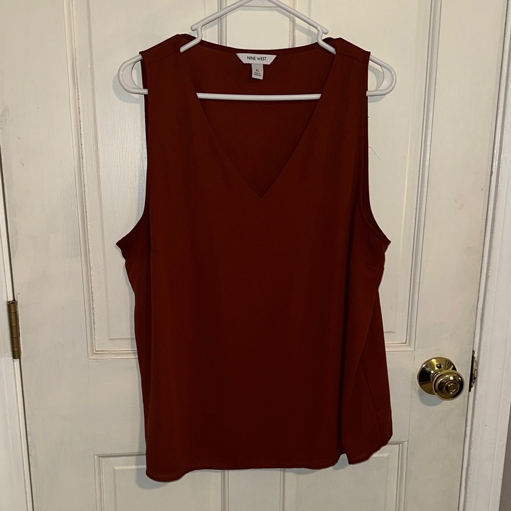 Nine West Women's V-Neck Tank Top - Deep Red